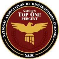 National Association of Distinguished Counsel Nation's Top One Percent badge